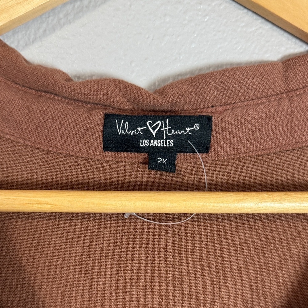 Velvet Heart Brown Tiered Midi Dress Size 2X NWOT - Picture 2 of 5